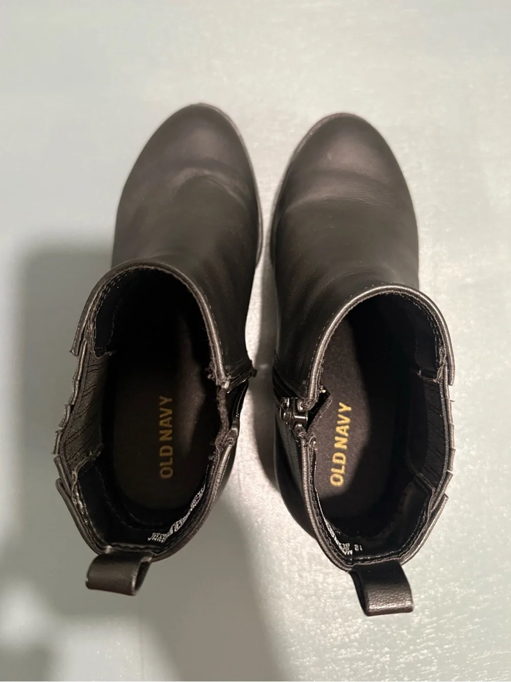 Old Navy - Girl’s Black Leather Ankle Booties - Slip-On